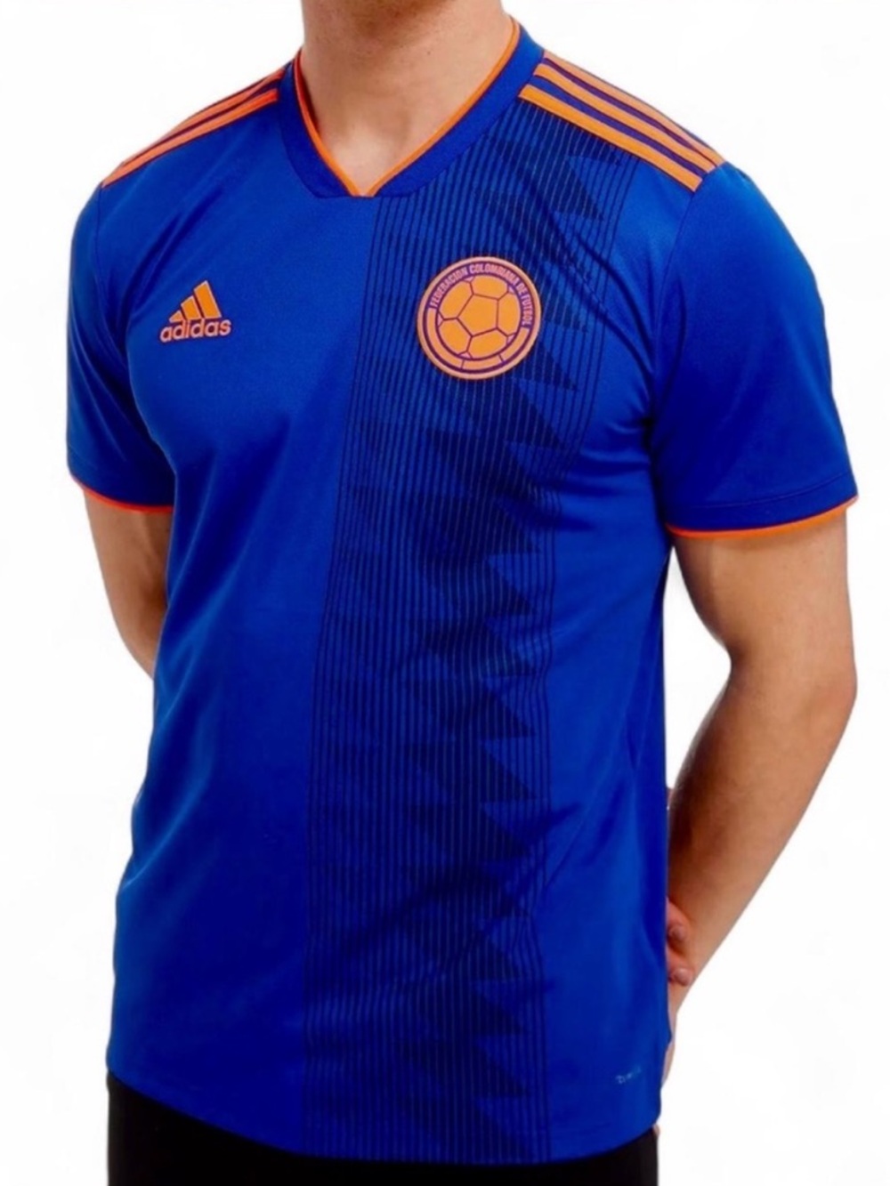 ADIDAS FIFA World Cup 2018 Colombia Away Blue & Orange Football Shirt {Large}